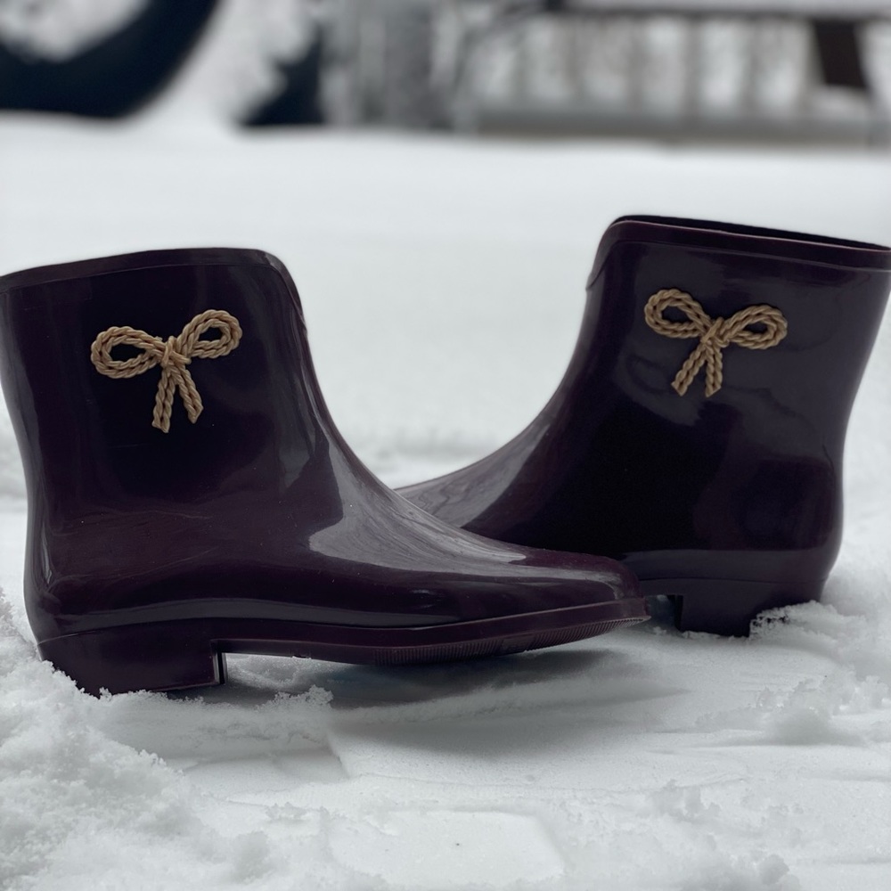 Dark purple rain boots